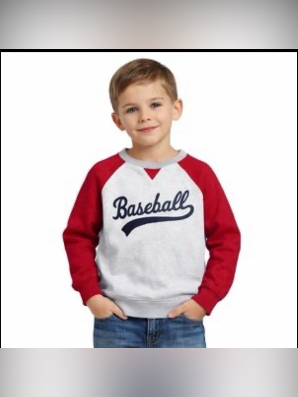 Gymboree Boys Baseball Red Grey Sweatshirt Size S (5-6)